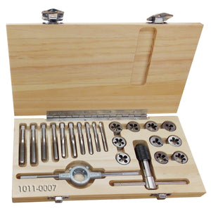 22 Piece 1/4-1/2'' High Speed Steel Tap & Die Set in Wood Case