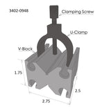 2-3/4 X 2-1/2 X 1-3/4 Toolmaker's V-Blocks with Clamp in Slot