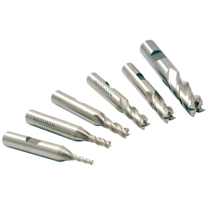 6 Piece 3/8' M42 8% Cobalt 4 Flute End Mill Set