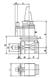 Diagram of CAT50 FA25.4 90° Angle Head - AHA-CAT50-FA25.4