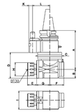 Diagram of CAT50 BT30 90° Angle Head - AHB-CAT50-BT30