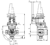 Diagram of CAT50 ER32 Universal Angle Head  - AHG-CAT50-A2