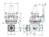 Diagram of CAT50 Multi-Block Angle Head Internal Coolant - AHK-CAT50-B2-I