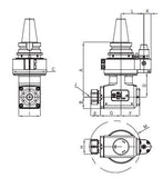 Diagram of CAT40 ER25 90° Light Angle Head - AHL-CAT40-A2.65