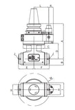 Diagram of CAT50 ER25 90° Double Angle Head - AHL-CAT50-H1.80/110