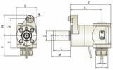 Diagram of Radial Live Tool Holder VDI40 Mazak - THM-BL05.130-40M